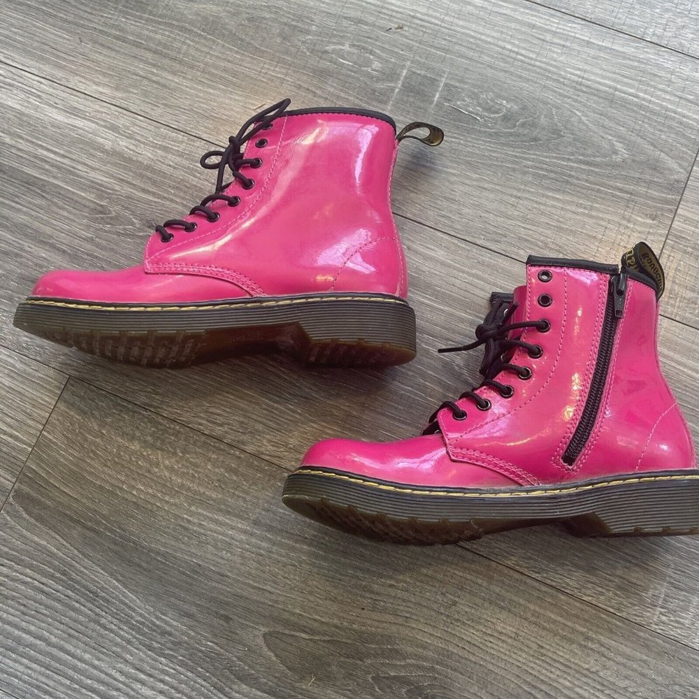 Doc Martens 1460 J Acid Pink 8 Hole Patent Leather Combat Boots Dr Sz US 3